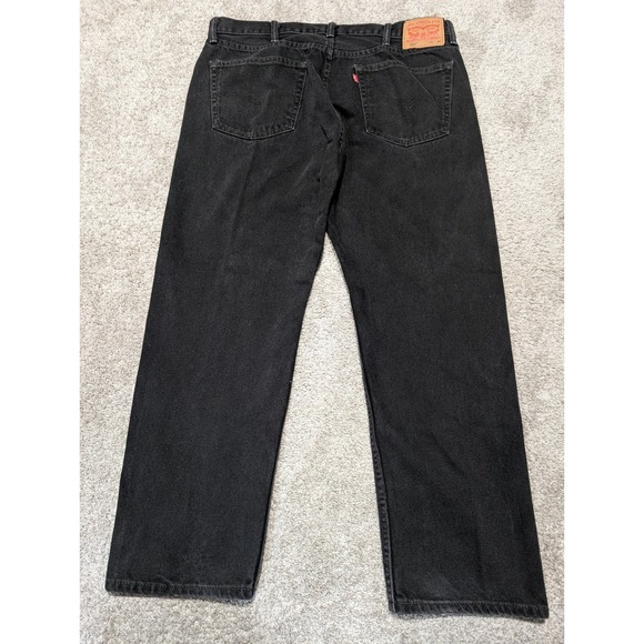 Levis 505 Jeans Mens 40x30 Black Regular Fit Straight Leg Denim Classic Workwear - Picture 5 of 7